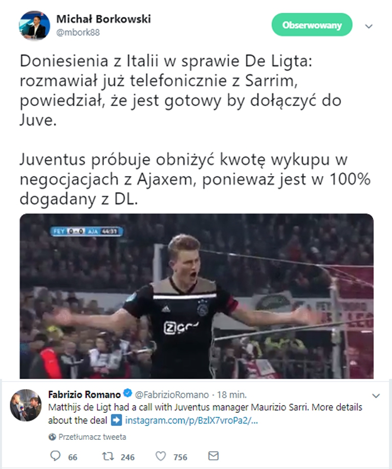 NOWE DONIESIENIA ws. Matthijsa de Ligta!